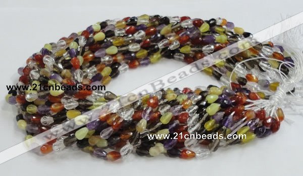 CMQ19 15.5 inches 6*9mm faceted teardrop multicolor quartz beads