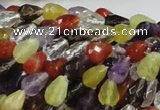 CMQ20 15.5 inches 8*10mm faceted teardrop multicolor quartz beads