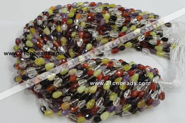 CMQ20 15.5 inches 8*10mm faceted teardrop multicolor quartz beads