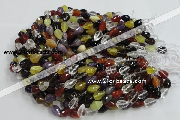 CMQ21 15.5 inches 10*14mm faceted teardrop multicolor quartz beads