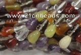 CMQ22 15.5 inches 6*10mm teardrop multicolor quartz beads