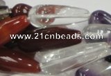 CMQ23 15.5 inches 10*30mm teardrop multicolor quartz beads