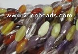 CMQ24 15.5 inches 5*10mm faceted rice multicolor quartz beads