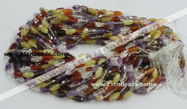 CMQ25 15.5 inches 6*12mm faceted rice multicolor quartz beads