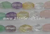 CMQ250 15.5 inches 8*12mm faceted rice multicolor quartz beads