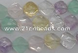 CMQ254 15.5 inches 10*10mm faceted diamond multicolor quartz beads