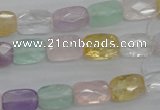 CMQ257 15.5 inches 8*12mm faceted rectangle multicolor quartz beads