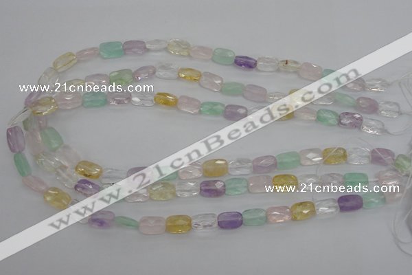 CMQ257 15.5 inches 8*12mm faceted rectangle multicolor quartz beads