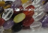 CMQ26 15.5 inches 8*12mm faceted rice multicolor quartz beads