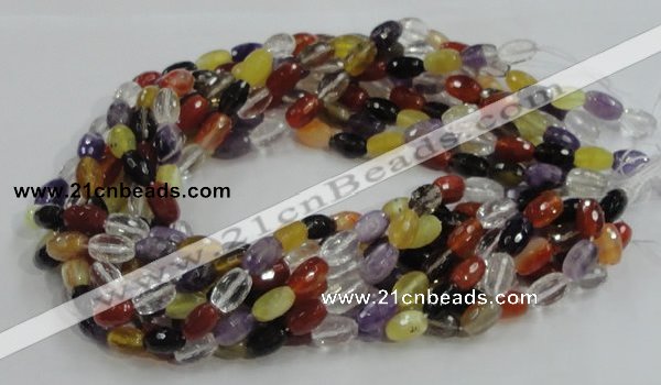 CMQ26 15.5 inches 8*12mm faceted rice multicolor quartz beads