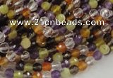 CMQ30 15.5 inches 4mm faceted round multicolor quartz beads