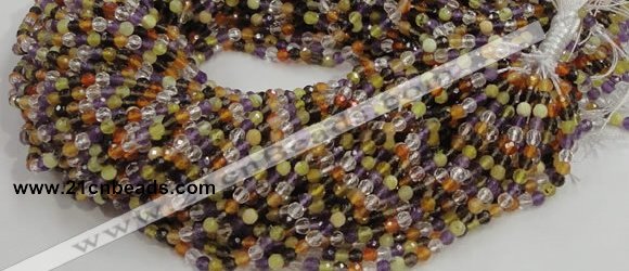 CMQ30 15.5 inches 4mm faceted round multicolor quartz beads