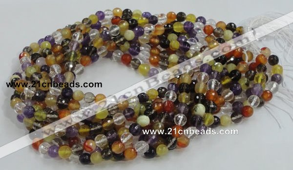 CMQ31 15.5 inches 6mm faceted round multicolor quartz beads