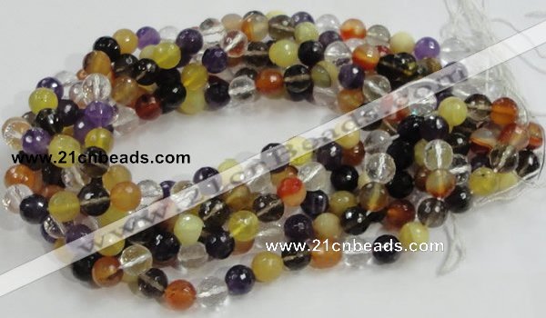 CMQ33 15.5 inches 10mm faceted round multicolor quartz beads