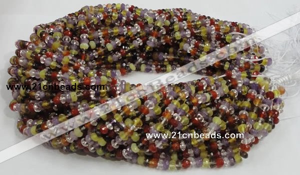 CMQ35 15.5 inches 4*6mm faceted rondelle multicolor quartz beads