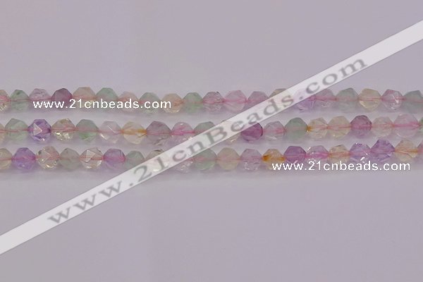 CMQ367 15.5 inches 8mm faceted nuggets mixed quartz beads