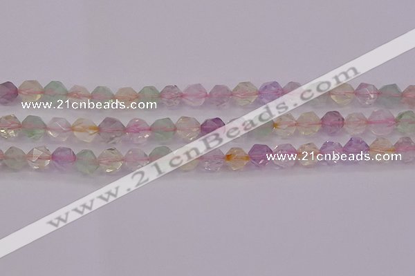 CMQ368 15.5 inches 10mm faceted nuggets mixed quartz beads