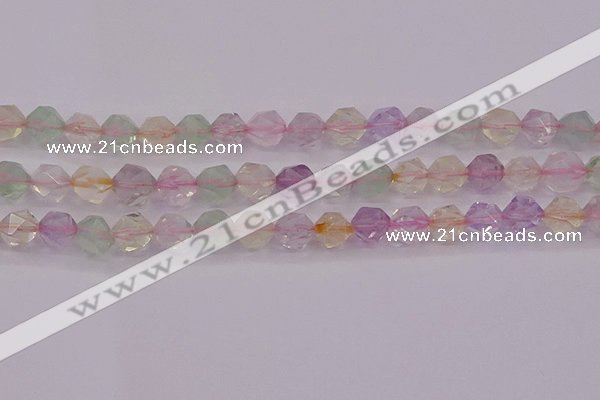 CMQ369 15.5 inches 12mm faceted nuggets mixed quartz beads