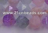 CMQ382 15.5 inches 8mm faceted nuggets mixed quartz beads