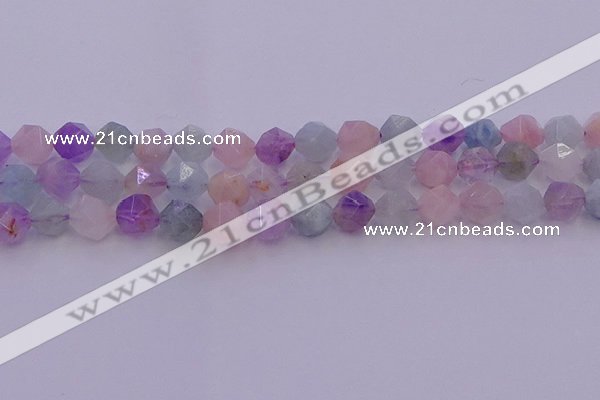 CMQ382 15.5 inches 8mm faceted nuggets mixed quartz beads