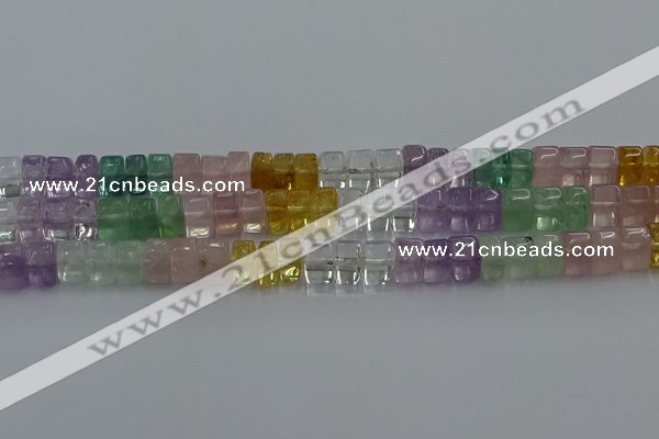 CMQ39 15.5 inches 6*10mm triangle mixed quartz beads wholesale