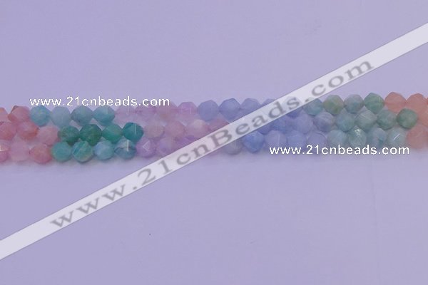 CMQ392 15.5 inches 8mm faceted nuggets mixed quartz beads