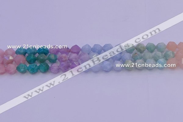 CMQ394 15.5 inches 12mm faceted nuggets mixed quartz beads