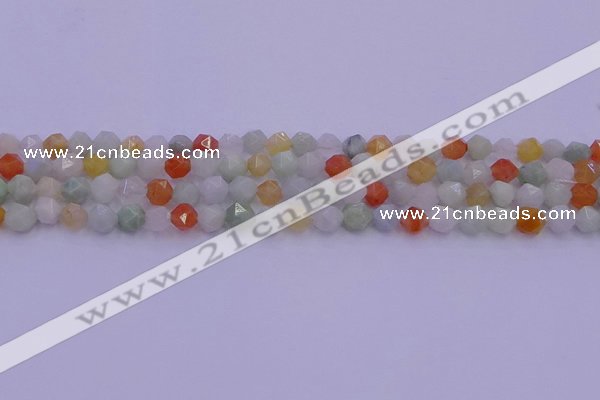 CMQ411 15.5 inches 6mm faceted nuggets mixed jade beads