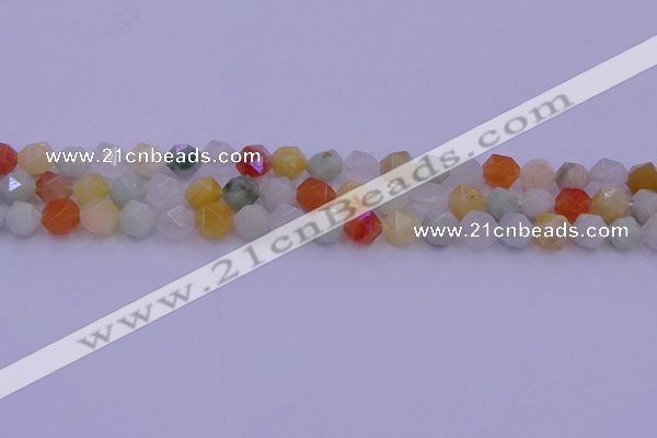 CMQ412 15.5 inches 8mm faceted nuggets mixed jade beads