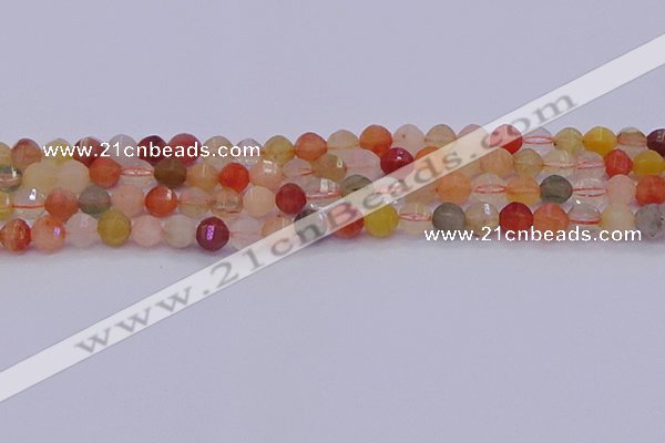 CMQ426 15.5 inches 6mm faceted round natural mixed quartz beads