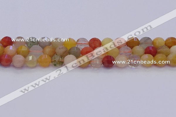 CMQ428 15.5 inches 10mm faceted round natural mixed quartz beads