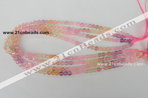 CMQ51 15.5 inches 6mm faceted round multicolor quartz beads