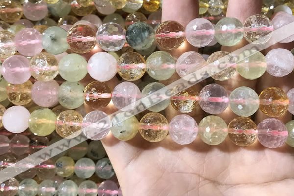 CMQ536 15.5 inches 12mm faceted round colorfull quartz beads