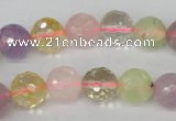 CMQ54 15.5 inches 12mm faceted round multicolor quartz beads