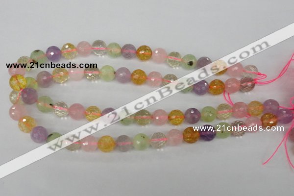 CMQ54 15.5 inches 12mm faceted round multicolor quartz beads