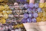 CMQ547 15.5 inches 14mm faceted round colorfull quartz beads