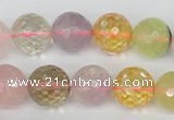 CMQ55 15.5 inches 14mm faceted round multicolor quartz beads