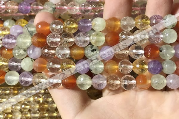 CMQ550 15.5 inches 8mm faceted round colorfull quartz beads