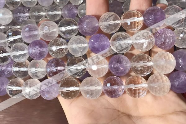 CMQ558 15.5 inches 14mm faceted round colorfull quartz beads