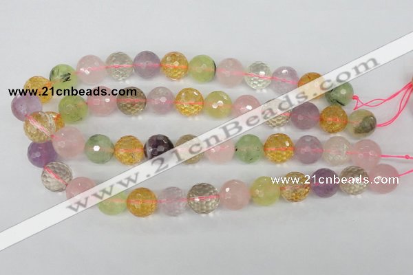 CMQ56 15.5 inches 16mm faceted round multicolor quartz beads