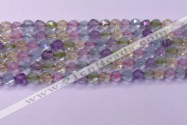 CMQ575 15.5 inches 6mm faceted round mixed quartz beads