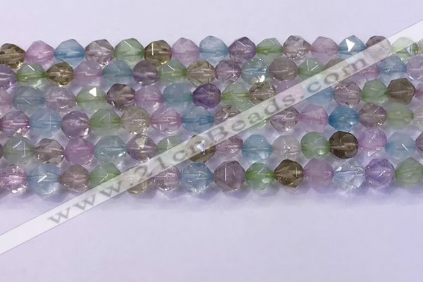 CMQ576 15.5 inches 8mm faceted round mixed quartz beads