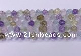 CMQ577 15.5 inches 10mm faceted round mixed quartz beads