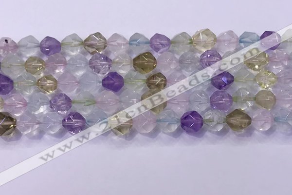 CMQ577 15.5 inches 10mm faceted round mixed quartz beads