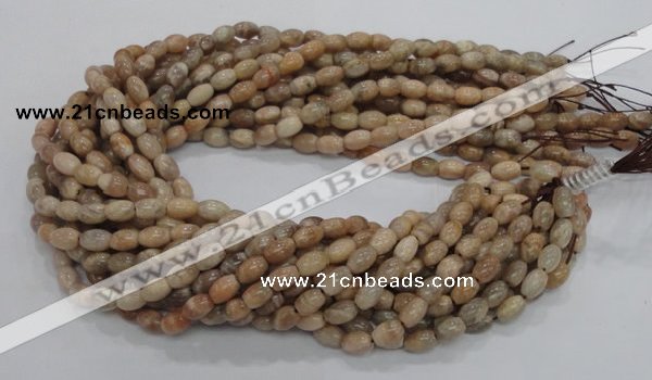 CMS06 15.5 inches 6*10mm rice moonstone gemstone beads wholesale