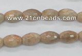 CMS101 15.5 inches 8*12mm faceted rice moonstone gemstone beads