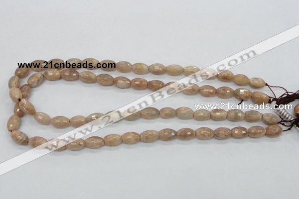 CMS101 15.5 inches 8*12mm faceted rice moonstone gemstone beads