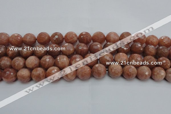 CMS1016 15.5 inches 14mm faceted round AA grade moonstone beads