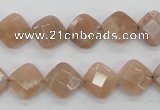 CMS105 15.5 inches 10*10mm faceted diamond moonstone gemstone beads