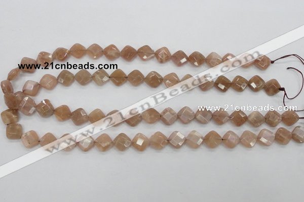 CMS105 15.5 inches 10*10mm faceted diamond moonstone gemstone beads